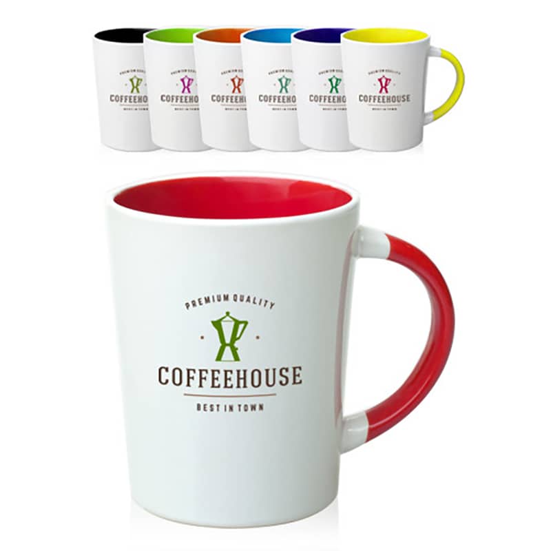 13 oz Sorrento Two Tone Mug - White with Accent Colored Interior and Handle