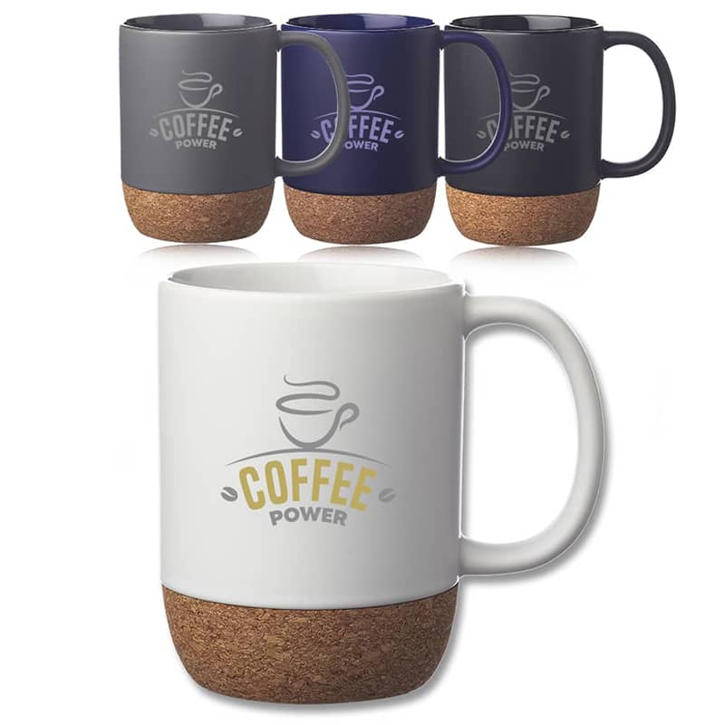 15 oz Matte Mocha Cork Bottom Ceramic Mug