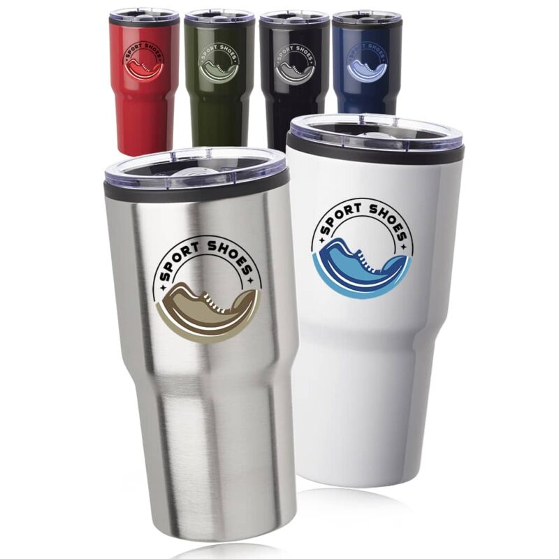 Custom 16 oz Stainless Steel Sanibel Tumbler. Available Colors: Black, Navy Blue, Army Green, Red, Silver, and White