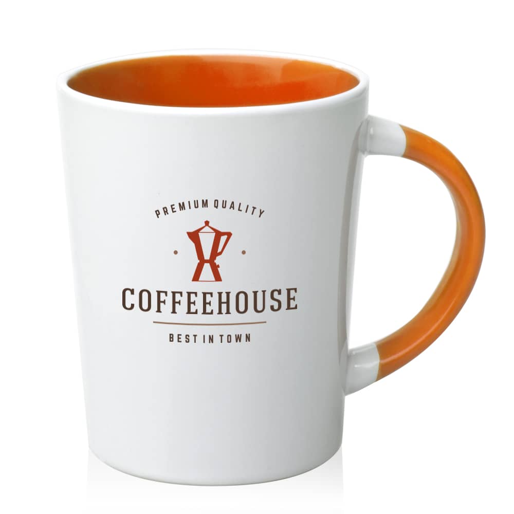 Custom 13 oz Sorrento Two Tone Mug - White with Accent Colored Interior and Handle 4 13 oz Sorrento Two Tone Mug - White with Accent Colored Interior and Handle - Image 4