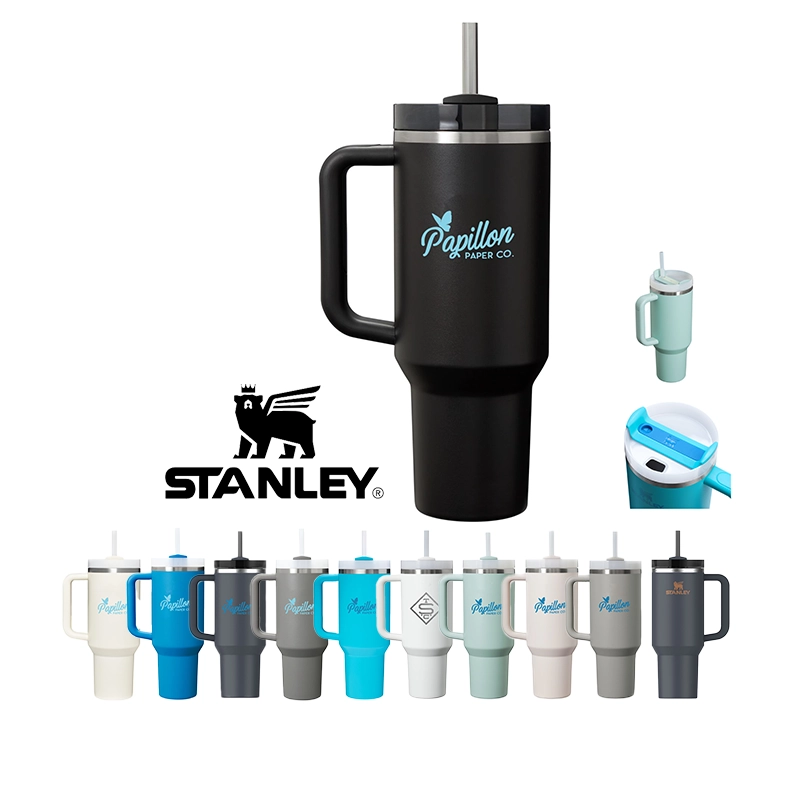 Custom 40 oz Stanley Quencher Tumbler Bulk order with engraved corporate logo.
