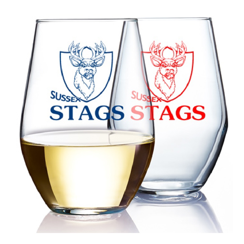 Personalized 11.5 oz Concerto stemless goblet wine glasses 2GS