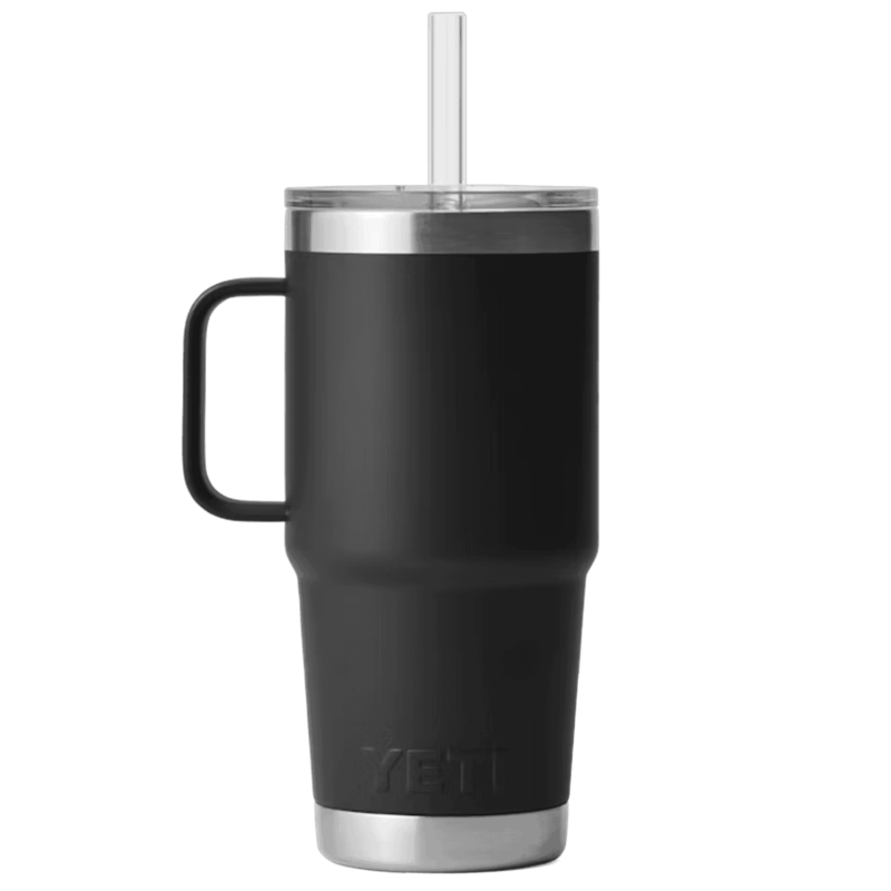 25 oz YETI Rambler Stainless Steel Insulated Tumbler w/ Straw and Lid - Black