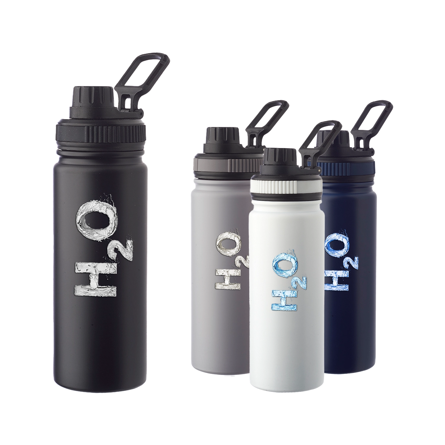 Custom 23 oz Houston Stainless Steel Water Bottle with Carrying Handle 1 23 oz Houston Stainless Steel Water Bottle with Carrying Handle